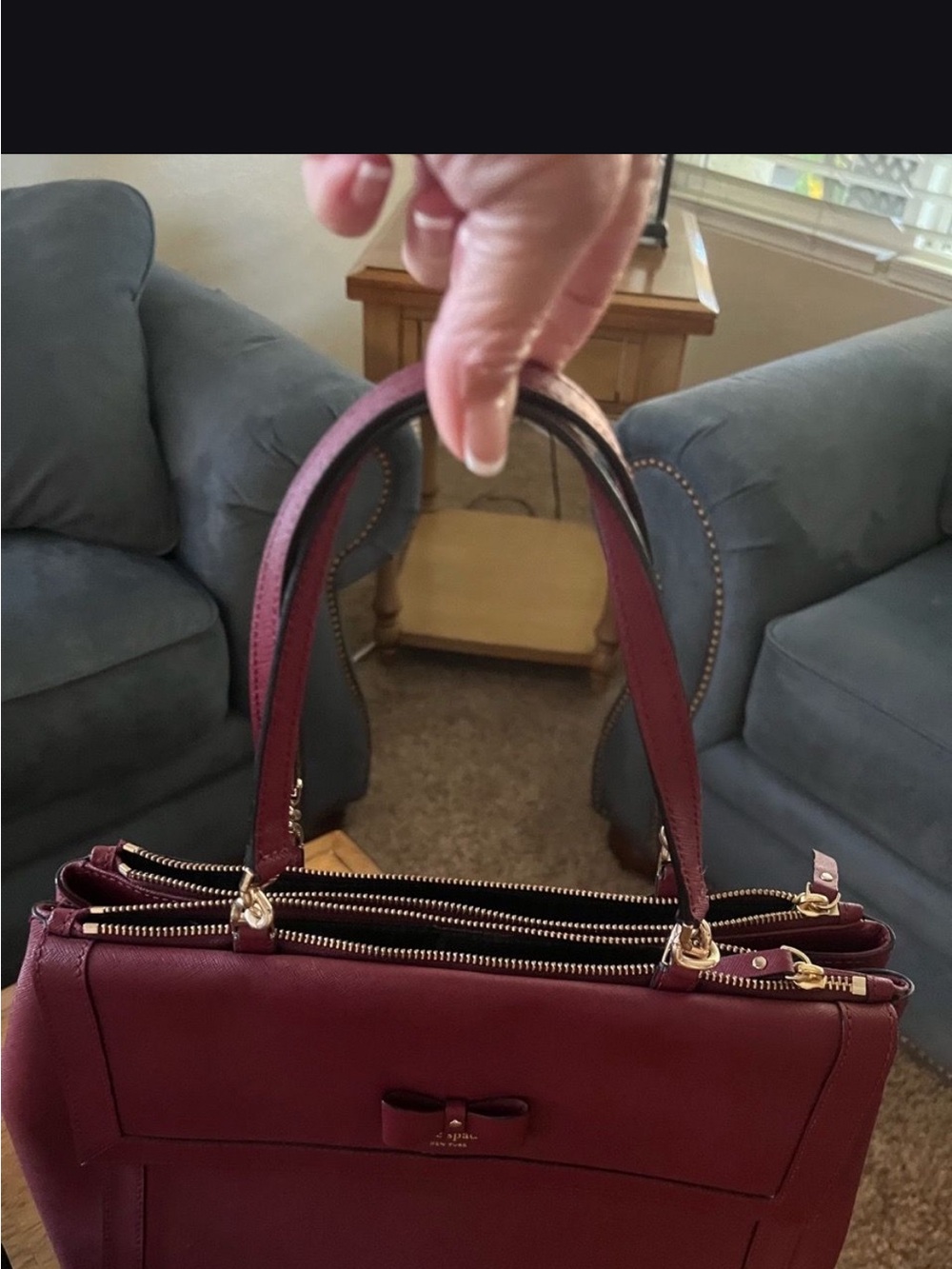 Kate Spade Hazel Court burgundy handbag and matching wallet set - Picture 9 of 15